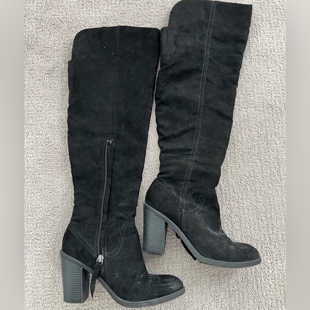 DV Dolce Vita black suede tall boots with block heel